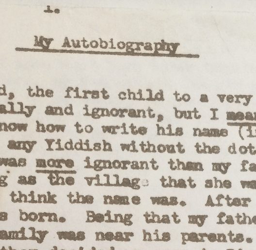 My Autobiography snippet